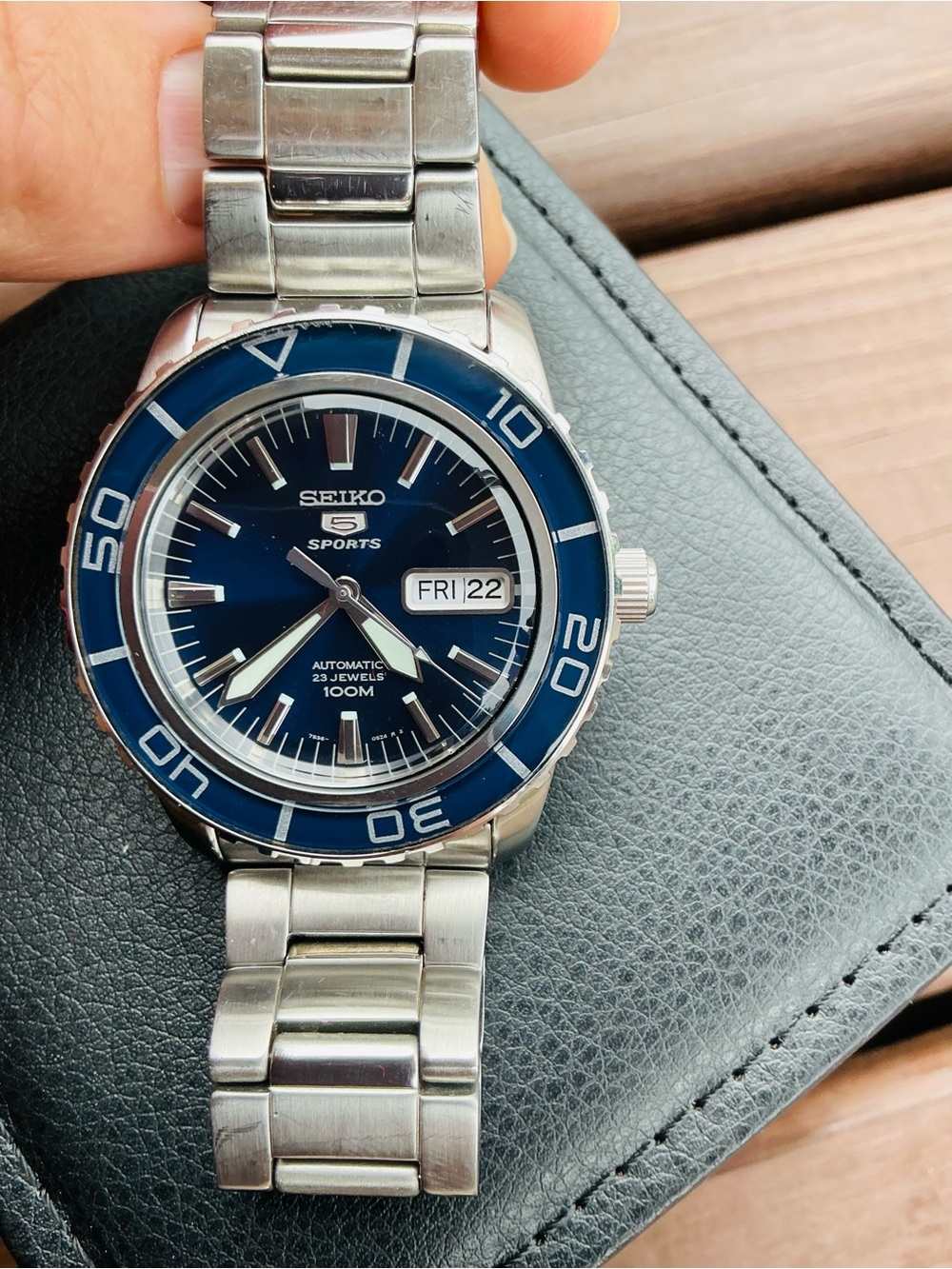 Seiko 5 Sports Men's Blue Stainless Steel Automatic Watch🔥🔥